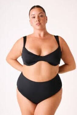 Londre Bodywear High Waisted Scrunch Bikini Bottom in Matte Black NWT - Size L